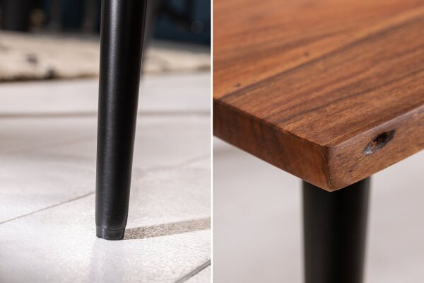 Couchtisch Akazienholz Metall 110 x 60 cm Retro