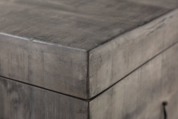 Truhenbank Akazienholz Metall in Grau Schwarz 115x35 cm