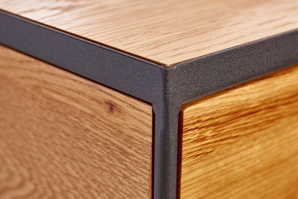 Nachttisch mit Schublade Wildeiche Metall 40x40 cm