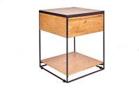 Nachttisch mit Schublade Wildeiche Metall 40x40 cm