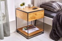 Nachttisch mit Schublade Wildeiche Metall 40x40 cm
