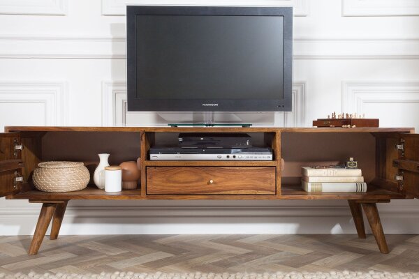 TV Lowboard Golz Sheesham 140 cm breit 3D-Fronten massiv