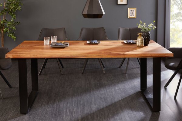 Esstisch Sheesham Holz Metall 160 x 90 cm Kufengestell
