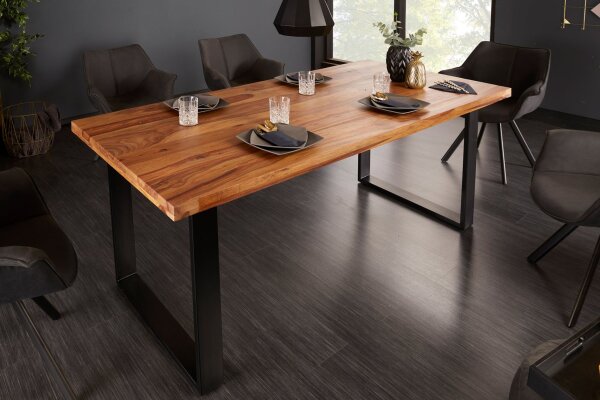 Esstisch Sheesham Holz Metall 160 x 90 cm Kufengestell
