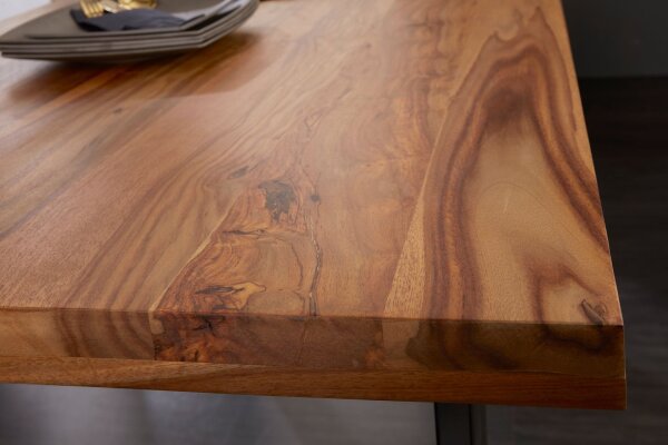 Esstisch Sheesham Holz Metall 160 x 90 cm Kufengestell