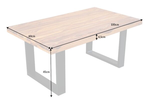 Couchtisch Sheesham Holz Metall 100 x 60 cm