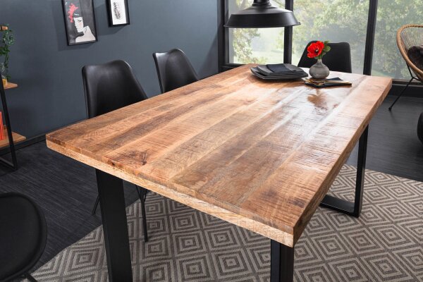 Esstisch Mango Holz Metall 120 x 80 cm Kufengestell