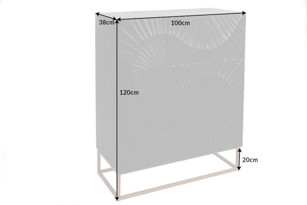 Highboard Schwarz Gold 100 x 120 cm Handarbeit Holz Metall