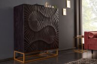 Highboard Schwarz Gold 100 x 120 cm Handarbeit Holz Metall