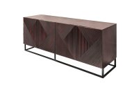 Beistellschrank Holz Metall 177 cm breit Dunkelbraun Schwarz