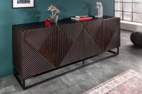 Beistellschrank Holz Metall 177 cm breit Dunkelbraun Schwarz