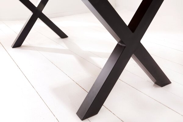 Esstisch Sheesham Holz Metall Baumkante 180 x 90 cm