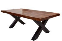 Couchtisch Sheesham Holz Metall Baumkante 110x60 cm