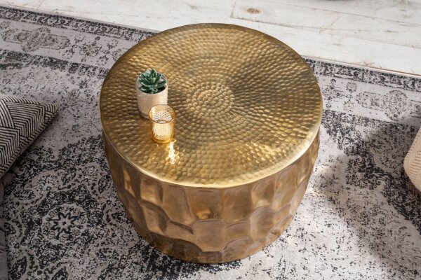Couchtisch Aluminium in Gold 53 x 53 cm Handarbeit