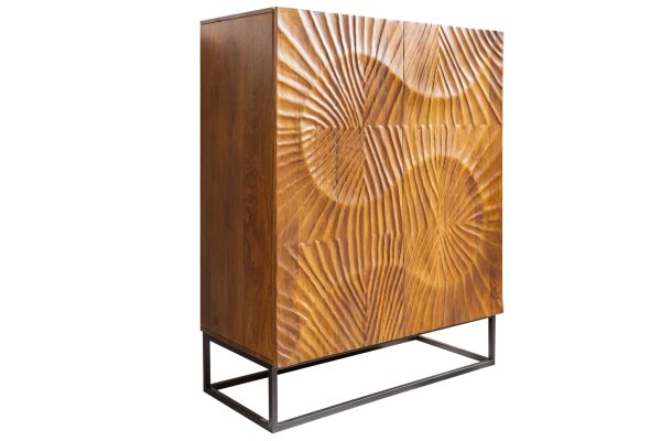 Highboard Holz Metall 100 x 120 cm Handarbeit dekorativ