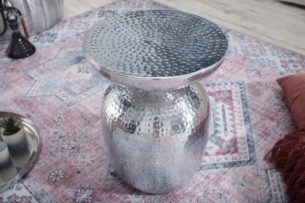 Beistelltisch Metall in Silber 36x36 cm Handarbeit