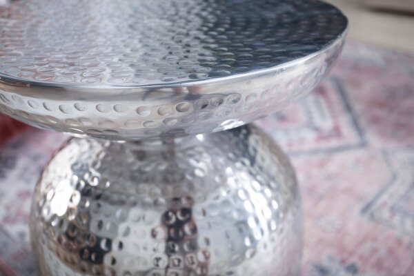 Beistelltisch Metall in Silber 36x36 cm Handarbeit