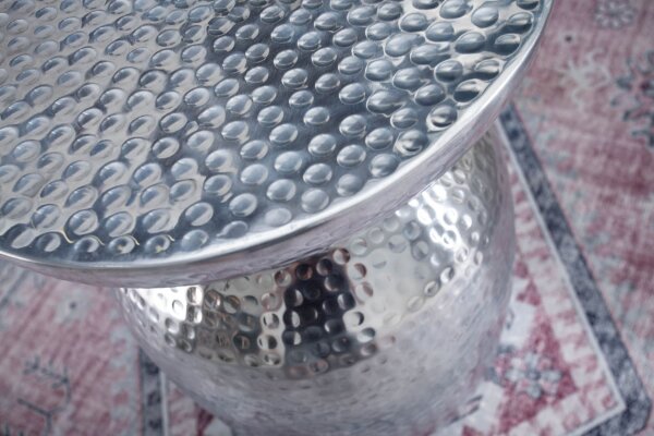 Beistelltisch Metall in Silber 36x36 cm Handarbeit
