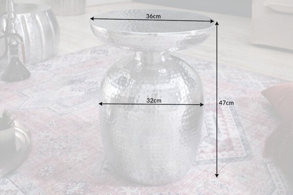 Beistelltisch Metall in Silber 36x36 cm Handarbeit