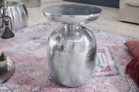 Beistelltisch Metall in Silber 36x36 cm Handarbeit