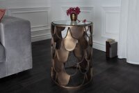 Beistelltisch Hartglas Metall in Messing Antik 40x40 cm