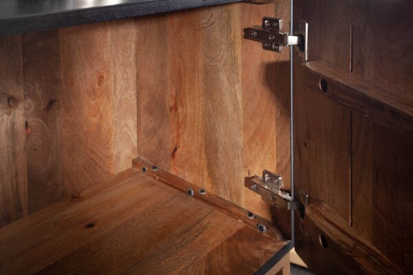 Fernsehboard Schwarz Gold 160 cm Handarbeit Holz Metall