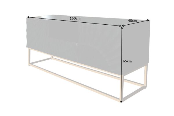 Fernsehboard Schwarz Gold 160 cm Handarbeit Holz Metall