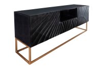 Fernsehboard Schwarz Gold 160 cm Handarbeit Holz Metall