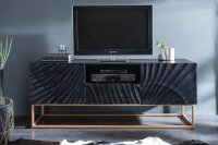 Fernsehboard Schwarz Gold 160 cm Handarbeit Holz Metall