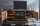 Fernsehboard Schwarz Gold 160 cm Handarbeit Holz Metall