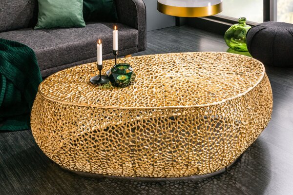 Couchtisch Metall in Gold 122 x 122 cm Handarbeit