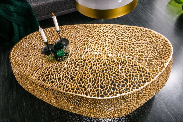 Couchtisch Metall in Gold 122 x 122 cm Handarbeit