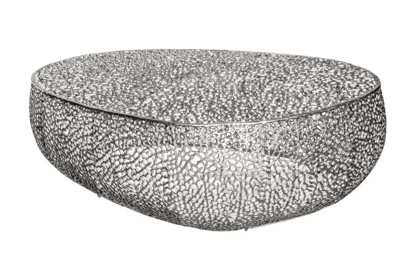 Couchtisch Metall in Silber 122 x 122 cm Handarbeit