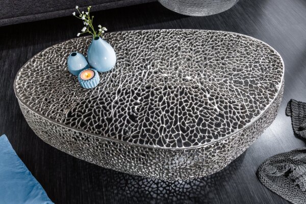 Couchtisch Metall in Silber 122 x 122 cm Handarbeit