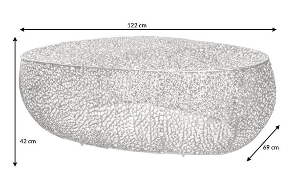 Couchtisch Metall in Silber 122 x 122 cm Handarbeit
