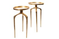 Beistelltisch 2er Set Metall in Gold rund Handarbeit