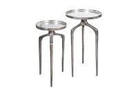 Beistelltisch 2er Set rund Metall in Silber Handarbeit