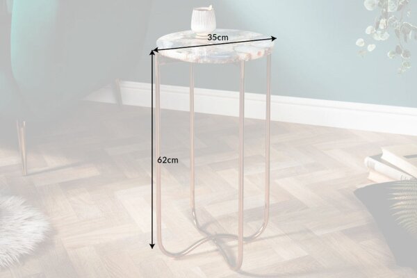 Beistelltisch Achat Metall in Mehrfarbig Gold 35x35 cm