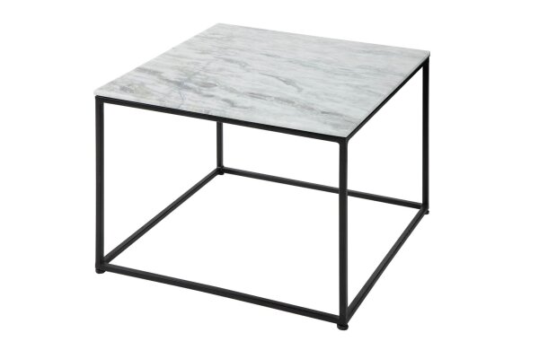 Couchtisch Marmor Metall in Weiß Schwarz 50 x 50 cm