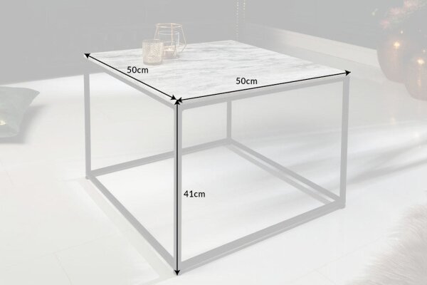 Couchtisch Marmor Metall in Weiß Schwarz 50 x 50 cm