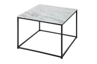 Couchtisch Marmor Metall in Weiß Schwarz 50 x 50 cm