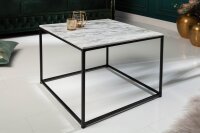 Couchtisch Marmor Metall in Weiß Schwarz 50 x 50 cm
