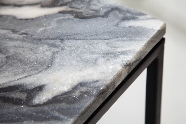 Couchtisch Marmor Metall in Grau Schwarz 50 x 50 cm