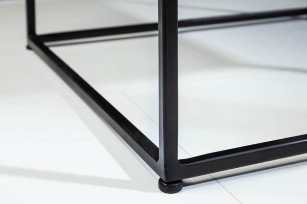 Couchtisch Marmor Metall in Grau Schwarz 50 x 50 cm
