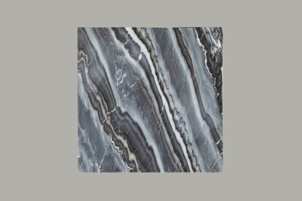 Couchtisch Marmor Metall in Grau Schwarz 50 x 50 cm