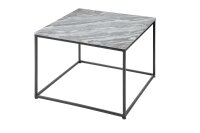 Couchtisch Marmor Metall in Grau Schwarz 50 x 50 cm