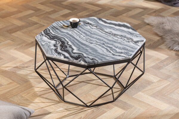 Couchtisch Marmor Metall in Grün Schwarz 70 x 70 cm