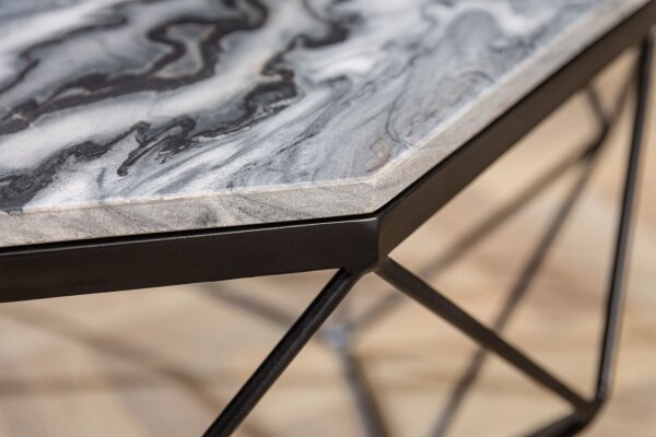 Couchtisch Marmor Metall in Grün Schwarz 70 x 70 cm
