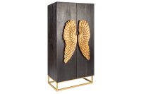 Highboard Schwarz Gold 70 x 140 cm Mangoholz Metall...