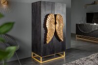 Highboard Schwarz Gold 70 x 140 cm Mangoholz Metall...